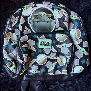 Star Wars Kids Backpack - Black and Green with Baby Grogu Design